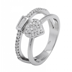 Inel din argint 925 rodiat, Piatra: zirconia fatetata si cubic zirconia, Culoare: transparenta, Sonis Silver [0]