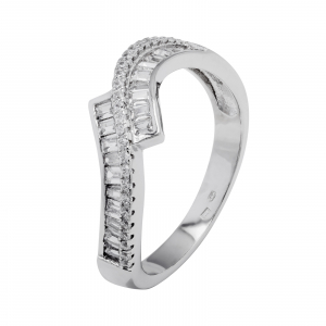 Inele de dama - Inel din argint 925 rodiat, Piatra: zirconia fatetata si cubic zirconia,  Culoare: transparenta, Sonis Silver