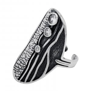 Inele de dama - Inel  reglabil, din argint 925 vintage, Piatra: zirconia fateta, Culoare: transparenta, Sonis Silver