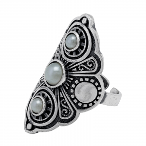 Inel din argint 925, Piatra: perle de cultura, Latime banda inelara: 3mm/ 35mm, Culoare: alb, Cod:975i5 [0]