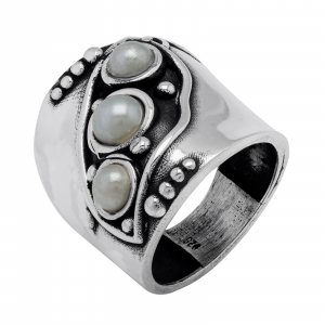 Inel din argint 925, Piatra: perle de cultura, Latime banda inelara: 8mm/ 26mm, Culoare: alb, Cod:9110i2 [0]
