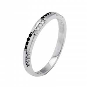 Inel din argint 925 rodiat, Piatra: cubic zirconia,  Culoare: alb si negru, Sonis Silver [0]