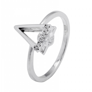 Inele de dama - Inel din argint 925 rodiat, Piatra: zirconia fatetata si cubic zirconia, Culoare: transparenta ,Sonis Silver