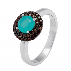 Inel din argint 925, Piatra: quart si cubic zirconia, Culoare: verde si maro cognac, Sonis Silver [0]