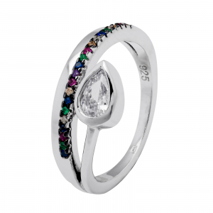 Inel din argint 925 rodiat, Piatra: zirconia fatetata si cubic zirconia, Culoare: multicolor, Sonis Silver [0]