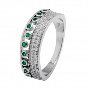 Inel din argint 925 rodiat, Piatra: zirconia fatetata si cubic zirconia,  Culoare: transparenta si verde, Sonis Silver [0]