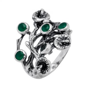 Inel din argint 925, Piatra: smarald, Latime banda inelara: 3mm/ 21mm, Culoare: verde, Cod:959#9i6 [0]
