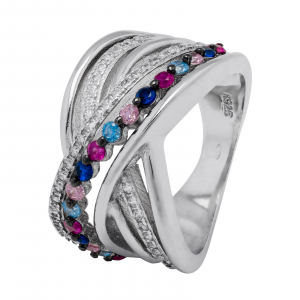 Inele de dama - Inel din argint 925 rodiat, Piatra: cubic zirconia, Culoare: multicolor, Sonis Silver
