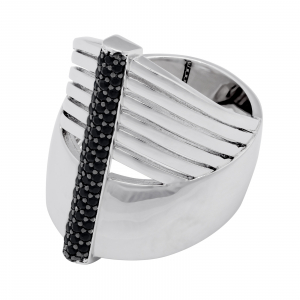 Inel din argint 925 rodiat, Piatra: cubic zirconia, Culoare: negru, Sonis Silver [0]