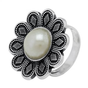 Inel din argint 925, Piatra: perla de laborator , Latime banda inelara: 3mm/ 25mm, Culoare: alb [0]