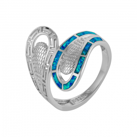 Produse - Inel din argint 925 rodiat  , Piatra : opal  de laborator ,Culoare : albastru , Sonis Silver