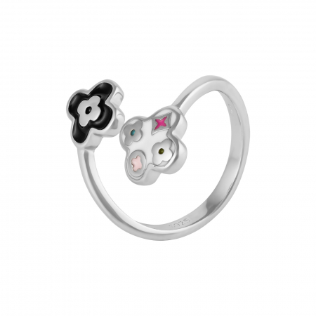 Inele de dama - Inel reglabil, din argint 925 rodiat , Piatra: email, Culoare: multicolor, Sonis Silver