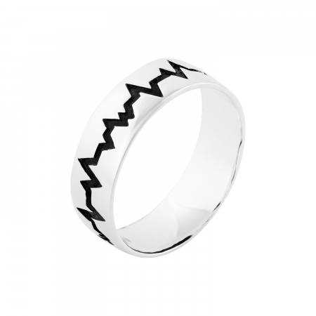 Verighete unisex - Inel  tip " Verigheta "  din argint 925, Piatra: email, Culoare: negru , Sonis Silver