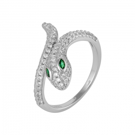 Produse - Inel din argint 925 rodiat, Piatra: zirconia fatetata  si cubic zirconia , Culoare: transparenta  si verde, Sonis Silver