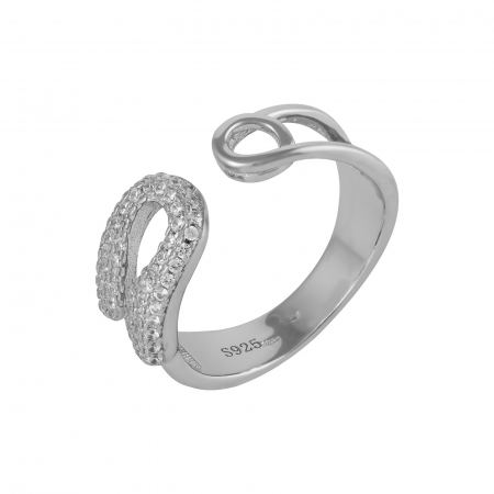 Produse - Inel  reglabil, din argint 925 rodiat, Piatra : cubic zirconia, Culoare: transparenta , Sonis Silver