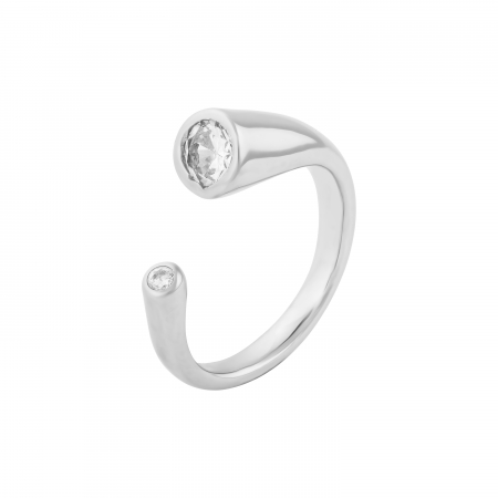 Inele de dama - Inel  reglabil, din argint 925 rodiat, Piatra zirconia fatetata, Culoare: transparenta, Sonis Silver