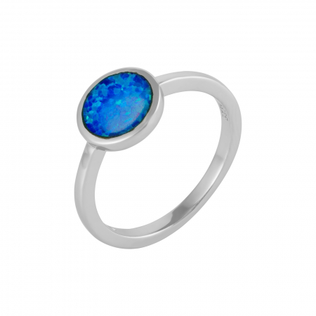 Produse - Inel din argint 925 rodiat, Piatra: opal de laborator ,Culoare: albastru, Sonis Silver