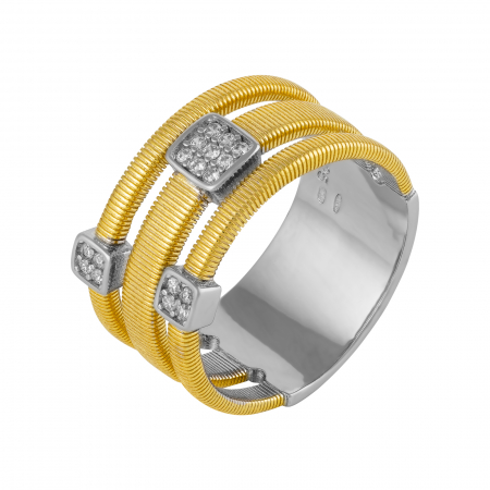 Inele de dama - Inel din argint 925 , placat cu aur  de 14 kt, Piatra : cubic zirconia , Culoare : transparenta , Sonis Silver