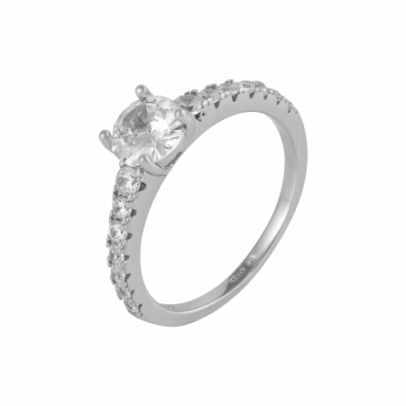 Inele de logodna - Inel din argint 925 rodiat, Piatra: zirconia fatetata  si cubic zirconia , Culoare : transparenta, Sonis Silver