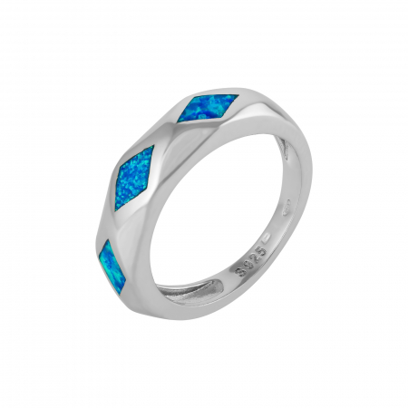 Produse - Inel din argint 925 rodiat, Piatra : opal de laborator , Culoare: albastru , Sonis Silver