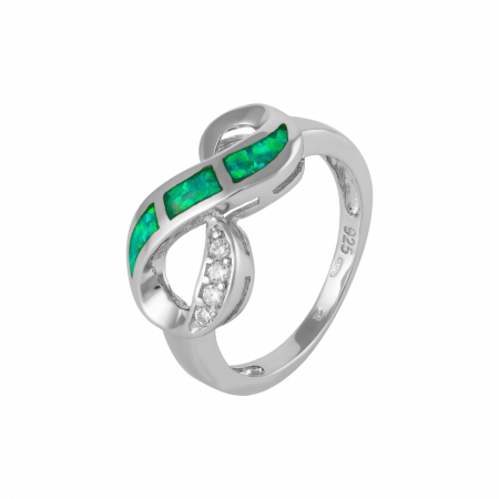 Produse - Inel din argint 925 rodiat, Piatra: opal de laborator  si cubic  zirconia , Culoare : verde si transparent , Sonis Silver