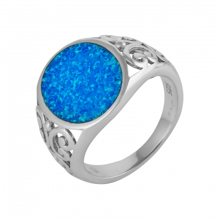 Inele de dama - Inel din argint 925 rodiat , Piatra : opal de laborator , Culoare: albastru, Sonis Silver