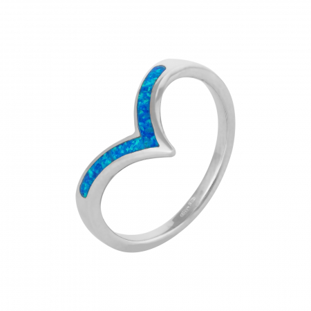Inele de dama - Inel din argint 925 rodiat , Piatra: opal de laborator  , Culoare : albastru , Sonis Silver