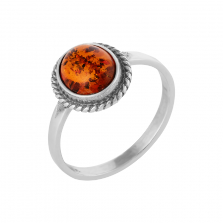 Inele de dama - Inel din argint 925, Piatra: chihlimbar natural, Culoare: maro cognac, Sonis Silver