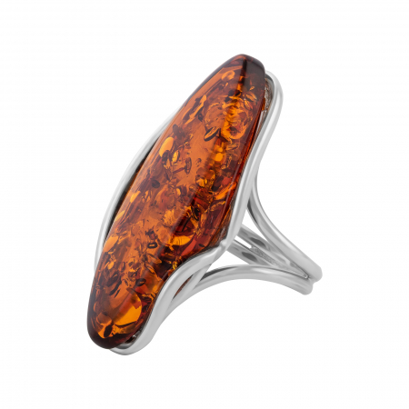 Inele de dama - Inel din argint 925, Piatra: chihlimbar natural, Culoare: maro cognac, Sonis Silver