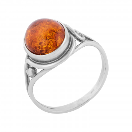 Inele de dama - Inel vintage din argint 925, Piatra : chihlimbar natural , Culoare: maro cognac, Sonis Silver