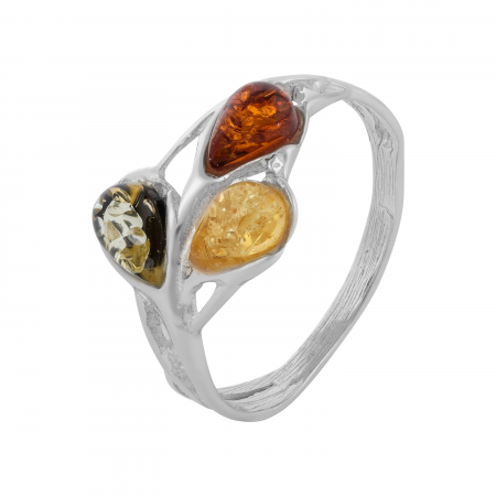 Produse - Inel din argint 925, Piatra : chihlimbar natural , Culoare : verde ,maro cognac si galben, Sonis Silver