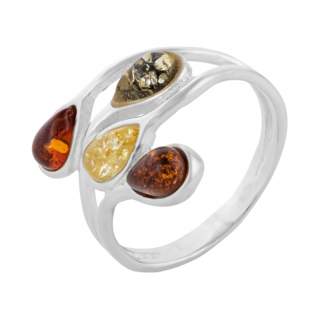 Produse - Inel din argint 925, Piatra : chihlimbar natural , Culoare : verde ,maro cognac si galben, Sonis Silver