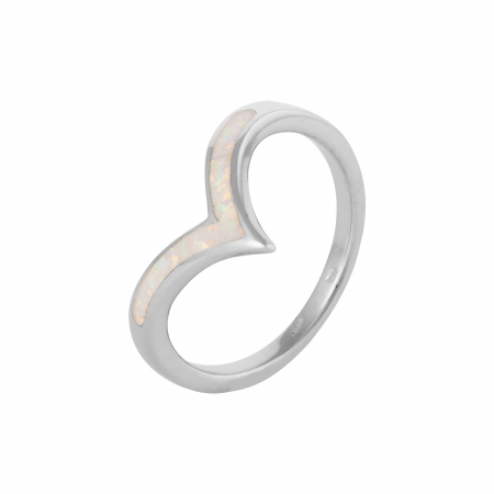 Inele de dama - Inel  din argint 925 rodiat ,Piatra : opal de laborator , Culoare: alb , Sonis Silver