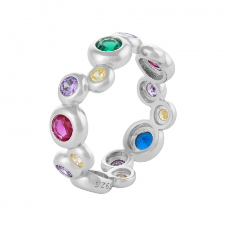 Inele de dama - Inel din argint 925 rodiat , Piatra : zirconia fatetata , Culoare : multicolor ,Sonis Silver
