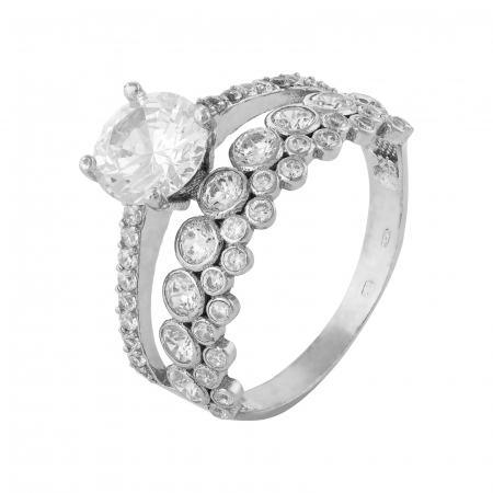 Inele de dama - Inel din argint 925 rodiat, Piatra: zirconia fatetata, Culoare: transparenta, Sonis Silver