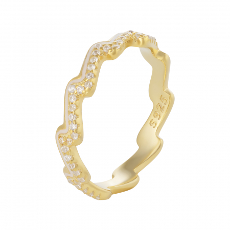 Inele de dama - Inel din argint 925 ,placat cu aur de 14 kt, Piatra: cubic zirconia si email,Culoare: alb si transparent,