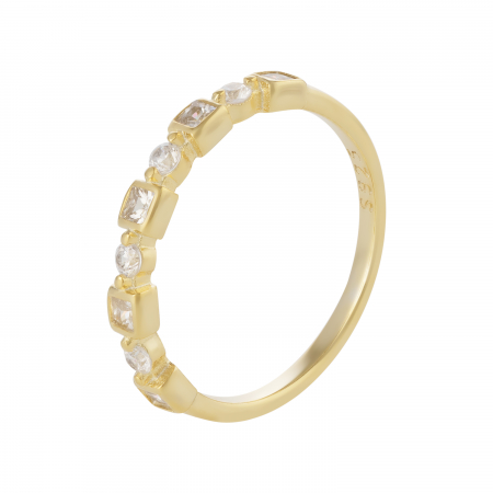 Inele de dama - Inel din argint 925 , placat cu aur de 14 kt, Piatra : zirconia fatetata , Culoare : transparenta ,