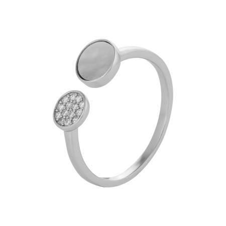 Inele de dama - Inel din argint 925 rodiat, Piatra:Sidef si cubic zirconia, Culoare: sidef si cubic zirconia,