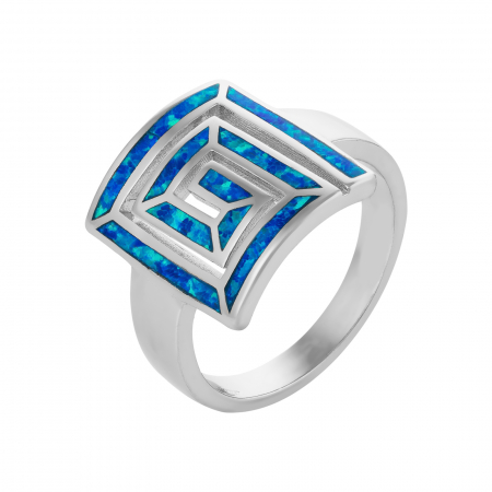 Inele de dama - Inel din argint 925 rodiat, Piatra: opal de laborator , Culoare : albastru ,Sonis Silver