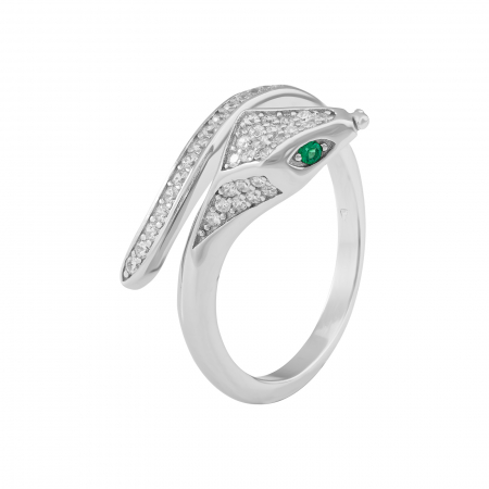Produse - Inel reglabil din argint 925 rodiat, Piatra: cubic zirconia, Culoare: transparent si verde, Sonis Silver