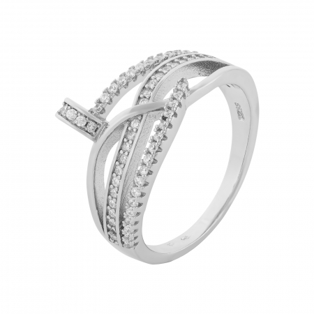 Produse - Inel din argint 925 rodiat, Piatra: cubic zirconia, Culoare: transparenta, Sonis Silver
