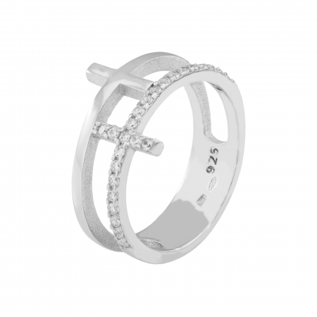 Produse - Inel din argint 925 rodiat, Piatra: cubic zirconia, Culoare: transparenta, Sonis Silver