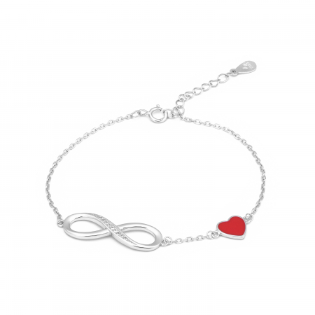 Produse - Bratara din argint 925 rodiat, Piatra: email si cubic zirconia, Culoare: rosu, transparent, Sonis Silver