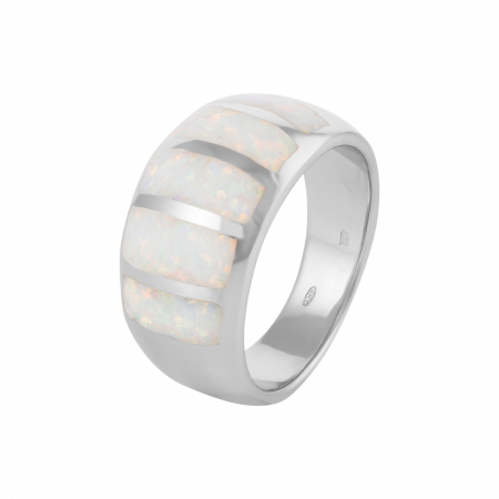 Inele de dama - Inel din argint 925 rodiat, Piatra: opal de laborator ,Culoare: alb, Sonis Silver
