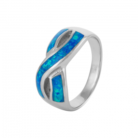 Inele de dama - Inel din argint 925 rodiat, Piatra: opal de laborator , Culoare: albastru, Sonis Silver