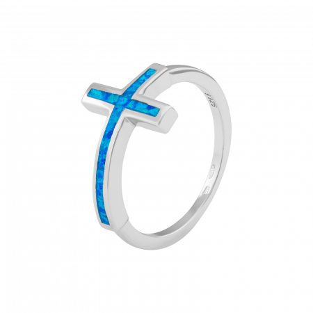 Produse - Inel din argint 925 rodiat, Piatra: opal de laborator ,Culoare: albastru, Sonis Silver