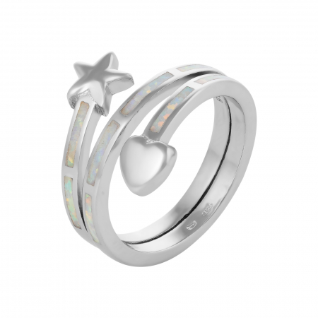 Inele de dama - Inel din argint 925 rodiat, Piatra: opal de laborator , Culoare: alb cu insertii, Sonis Silver
