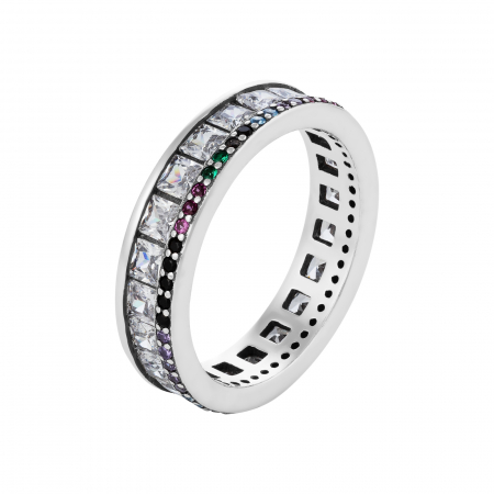 Inele de dama - Inel din argint 925 rodiat, Piatra: zirconia fatetata si cubic zirconia, Culoare: multicolor ,Sonis Silver