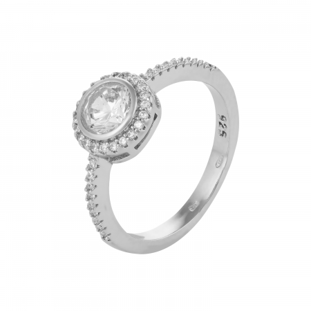 Inele de dama - Inel din argint 925 rodiat, Piatra: zirconia fatetata si cubic zirconia , Culoare : transparenta  , Sonis Silver