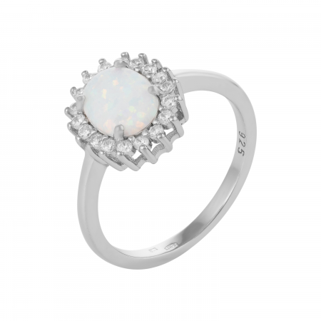 Inele de dama - Inel din argint 925 rodiat, Piatra: opal de laborator , Culoare: alb, Sonis Silver